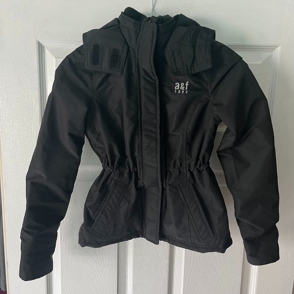 Abercrombie Girls Black Fitted Waist Winter Coat